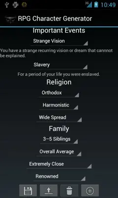 RPG Character Generator android App screenshot 1